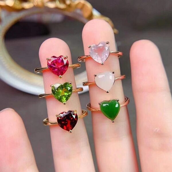 Natural Color Jewel Ring 925 Silver Inlaid - Image 8