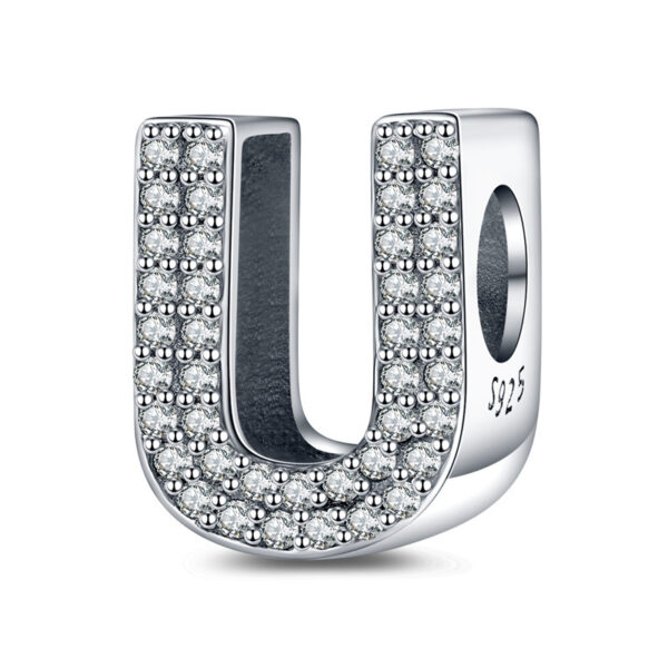 Twenty-six Letter Beads White Copper Silver Plated Beaded Braceletnecklace Ornament - Image 10