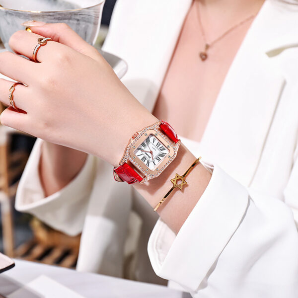 Square Diamond Belt Women's Watch Simple Roman Numerals - Image 7