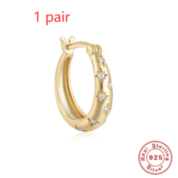 S925 Sterling Silver Diamond Five-pointed Star Ear Ring - Image 3