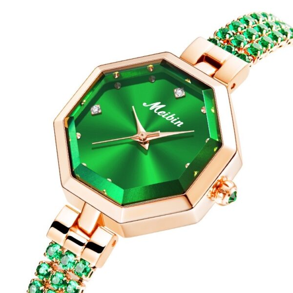 Octagonal Women's Jewelry Buckle Light Luxury Rose Stone British Watch - Image 5