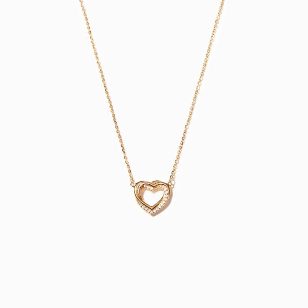 S925 Sterling Silver Overlapping Double Hollow Heart Necklace For Women - Image 4