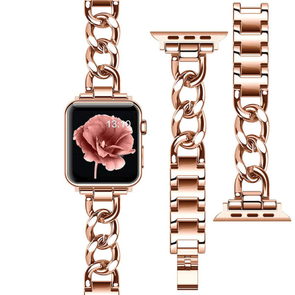 Single Row Denim Chain Metal Watch Band - Image 5