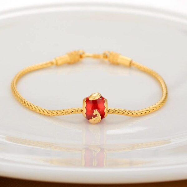 Alluvial Gold Ancient Gold Color Pure Copper Blessing Card Lucky Beads Bracelet - Image 2