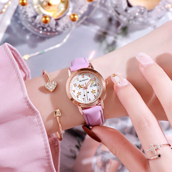 Simple High School Student Luminous Double Calendar Women's Quartz Watch - Image 9