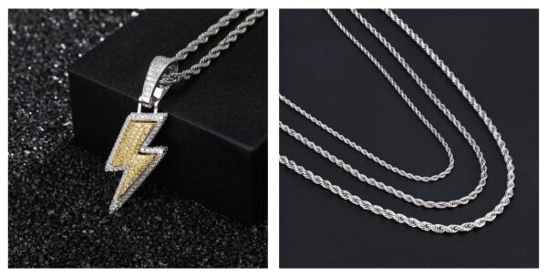 Hot Selling Lightning Hip Hop Pendant Micro-inlaid Zircon Hip Hop Fashion Trendy Hip Hop Jewelry - Image 2