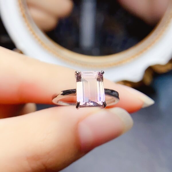 Natural Ametrine Ring S925 Silver Inlaid Main Stone - Image 3
