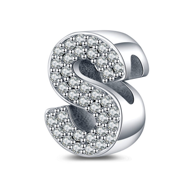 Twenty-six Letter Beads White Copper Silver Plated Beaded Braceletnecklace Ornament - Image 3
