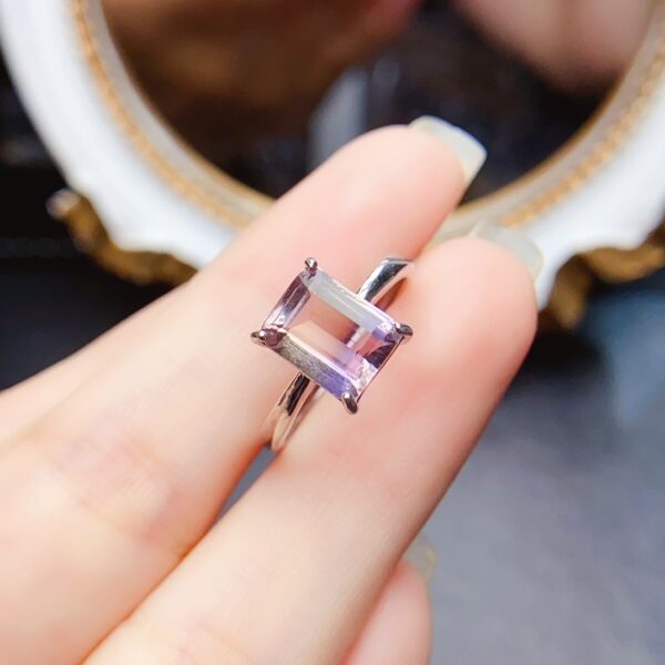 Natural Ametrine Ring S925 Silver Inlaid Main Stone - Image 6