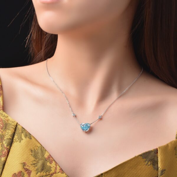 Ocean Blue Heart-shaped Zircon S925 Sterling Silver - Image 4