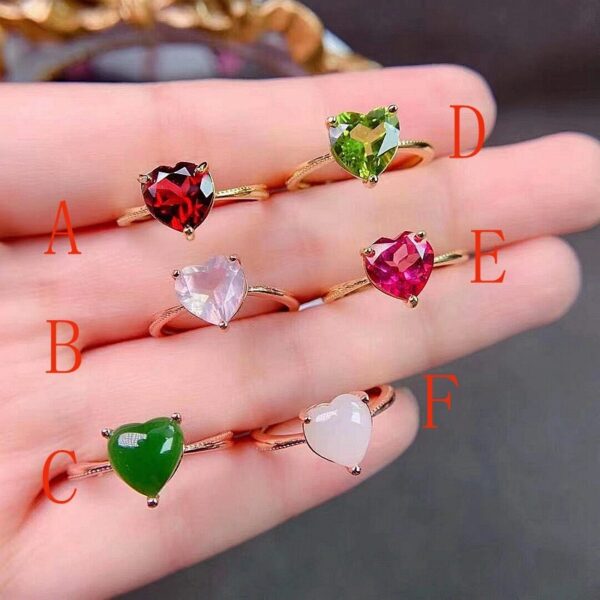 Natural Color Jewel Ring 925 Silver Inlaid - Image 3
