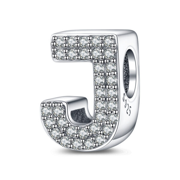 Twenty-six Letter Beads White Copper Silver Plated Beaded Braceletnecklace Ornament - Image 8