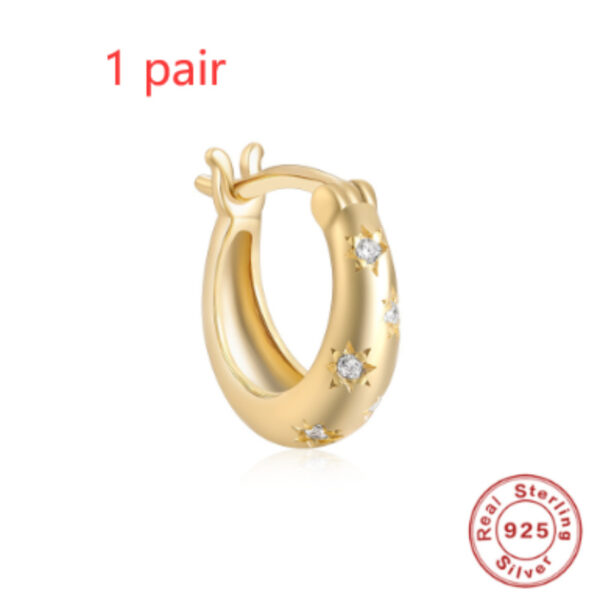 S925 Sterling Silver Diamond Five-pointed Star Ear Ring - Image 4