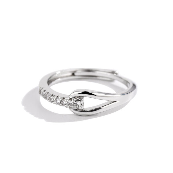 925 Silver Diamond-embedded Lubert's Tears Open Ring For Women - Image 6
