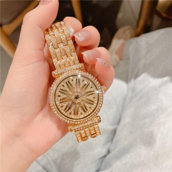 Women's Fashion Diamond Round Waterproof Rotation Watch - Image 2