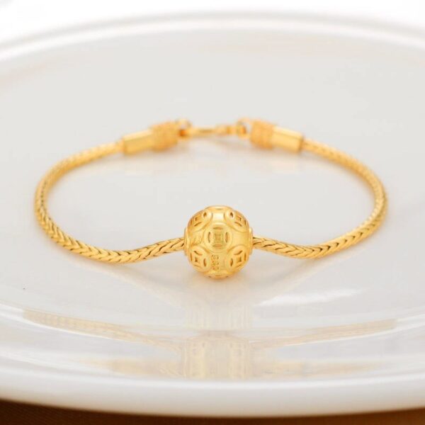 Alluvial Gold Ancient Gold Color Pure Copper Blessing Card Lucky Beads Bracelet - Image 7