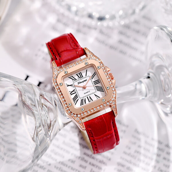 Square Diamond Belt Women's Watch Simple Roman Numerals - Image 4