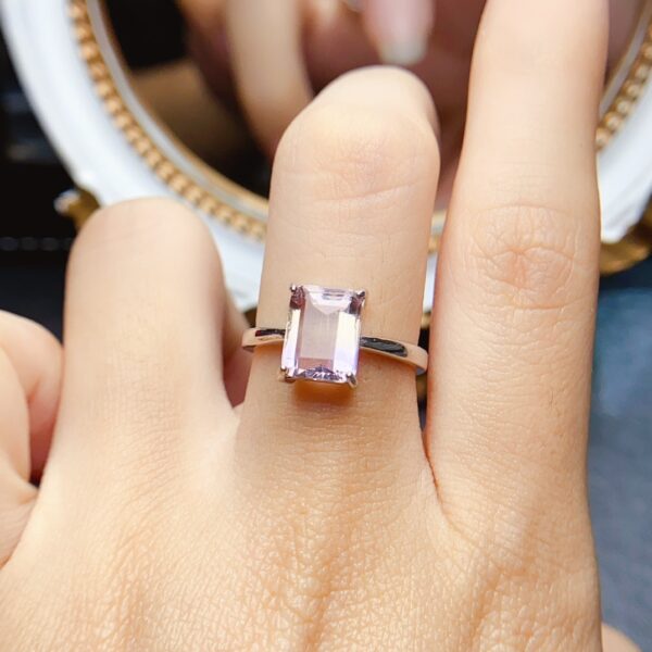 Natural Ametrine Ring S925 Silver Inlaid Main Stone - Image 5
