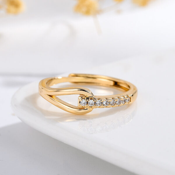 925 Silver Diamond-embedded Lubert's Tears Open Ring For Women - Image 5