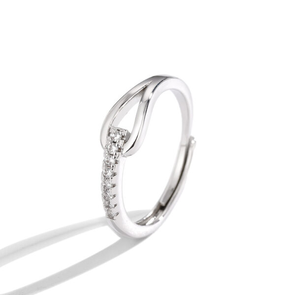 925 Silver Diamond-embedded Lubert's Tears Open Ring For Women - Image 4
