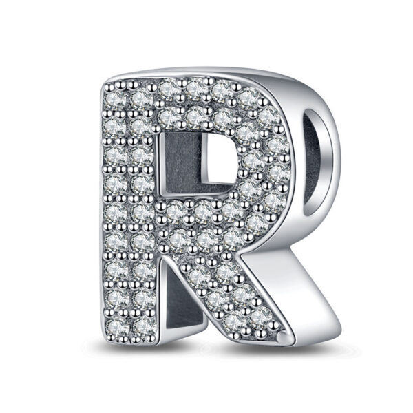 Twenty-six Letter Beads White Copper Silver Plated Beaded Braceletnecklace Ornament - Image 9