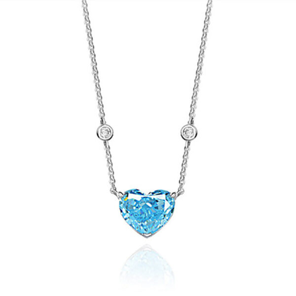 Ocean Blue Heart-shaped Zircon S925 Sterling Silver - Image 5