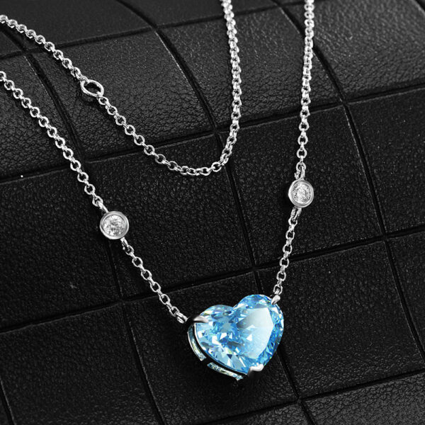 Ocean Blue Heart-shaped Zircon S925 Sterling Silver - Image 2