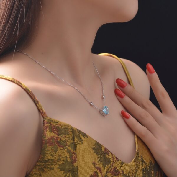 Ocean Blue Heart-shaped Zircon S925 Sterling Silver - Image 3