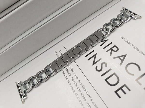 Single Row Denim Chain Metal Watch Band - Image 8
