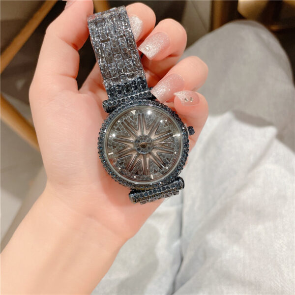 Women's Fashion Diamond Round Waterproof Rotation Watch - Image 5