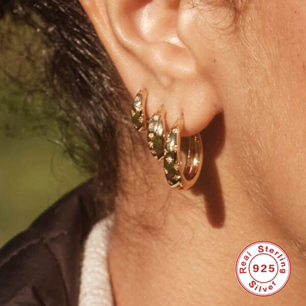 S925 Sterling Silver Diamond Five-pointed Star Ear Ring - Image 2
