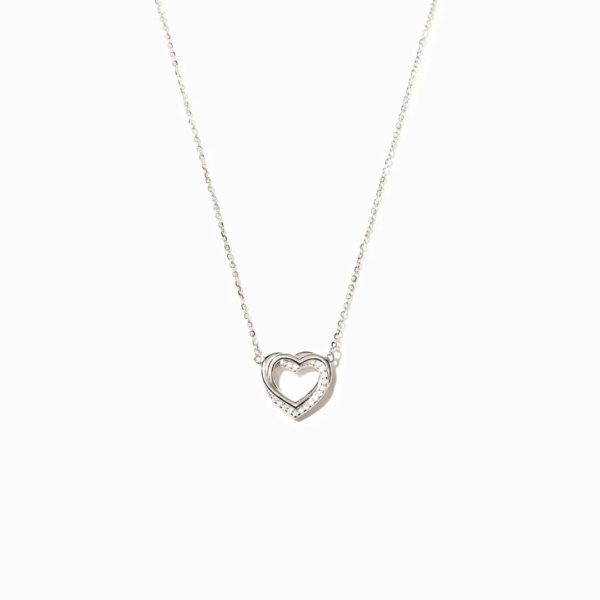 S925 Sterling Silver Overlapping Double Hollow Heart Necklace For Women - Image 3